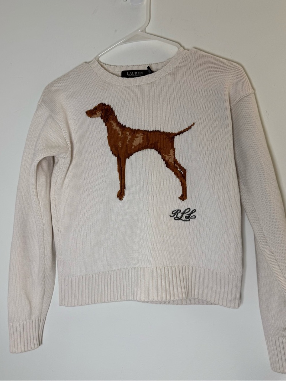 Ralph Lauren Cream Knit Crewneck Sweater